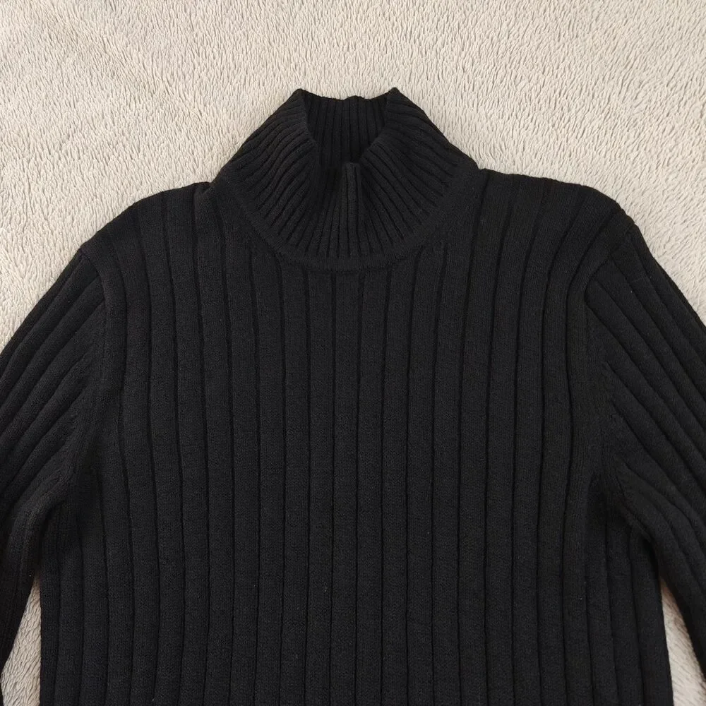Banana Republic Cozy Turtleneck Sweater Men's M Black Ribbed Mockneck NWT